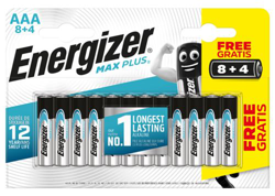 Pilas alcalinas Energizer Max Plus AAA LR03 - 8+4 unidades precio