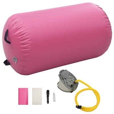 Rollo hinchable de gimnasia con bomba vidaXL PVC rosa 100x60 cm