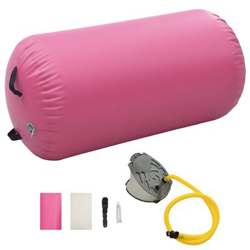 Rollo hinchable de gimnasia con bomba vidaXL PVC rosa 120x90 cm características