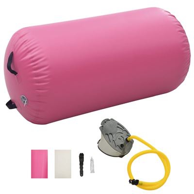Rollo hinchable de gimnasia con bomba vidaXL PVC rosa 120x90 cm