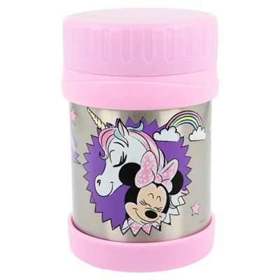 Tupper de acero inoxidable Minnie Mouse con forma cilíndrica 430 ml Rosa