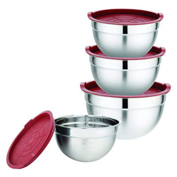 Set de 4 Boles de cocina de Acero Inoxidable con Tapa de Silicona precio