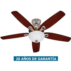 Ventilador de techo Hunter con luz 50571 Builder Deluxe 132 cereza brasileña o nogal quemado / cromo pulido en oferta