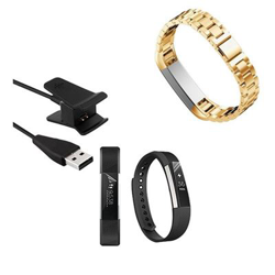 Kit Pulsera Acero Stainless Lux + Herramienta + Cargador Usb Charger + Película Protectora Pantalla Gel Full Cover Fitbit Alta oro precio