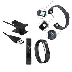 Kit Pulsera Milanese Loop Cierre Magnético + Cargador Usb Charger + Película Protectora Pantalla Gel Full Cover Fitbit Alta Negro en oferta