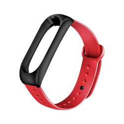 Pulsera de Silicona y marco de metal para Xiaomi Mi Band 3 /4, Negro & Rojo características