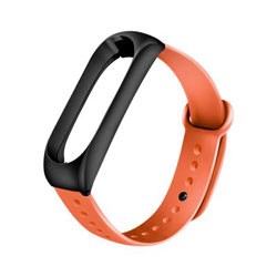 Pulsera de Silicona y marco de metal para Xiaomi Mi Band 3 /4, Negro & Naranja en oferta