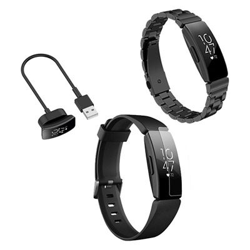 Kit Pulsera Acero Stainless Lux + Herramienta + Cargador Usb Charger + Película Protectora Pantalla Gel Full Cover Fitbit Inspire Negro precio