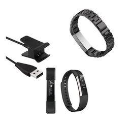 Kit Pulsera Acero Stainless Lux + Herramienta + Cargador Usb Charger + Película Protectora Pantalla Gel Full Cover Fitbit Charge 3 Negro en oferta