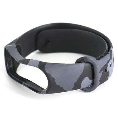 Recambio pulsera Blutech compatible con Xiaomi Mi Band 3 / 4 Dibujos Camuflaje (Gris-Negro)