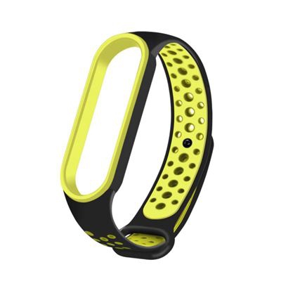 Pulsera Blutech recambio Xiaomi Mi Band 5 TPU Agujeros Negro y Amarillo