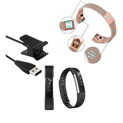 Kit Pulsera Milanese Loop Cierre Magnético + Cargador Usb Charger + Película Protectora Pantalla Gel Full Cover Fitbit Alta Rosa precio