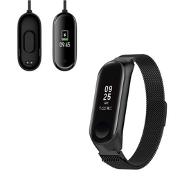 Kit Pulsera Milanese Loop Cierre Magnético + Cargador Usb Charger Xiaomi Mi Band 4 Negro en oferta