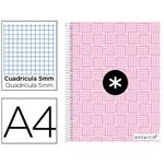 Cuaderno A4 Antartik espiral cuadrícula tapa forrada rosa precio