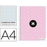 Cuaderno A4 Antartik espiral cuadrícula tapa forrada rosa