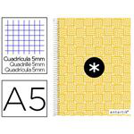 Cuaderno A5 Antartik espiral cuadrícula tapa forrada amarillo en oferta