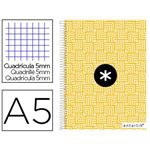 Cuaderno A5 Antartik espiral cuadrícula tapa forrada amarillo