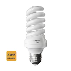 Bombilla bajo consumo espiral 30w 3.200k luz calida E27 lumeco precio