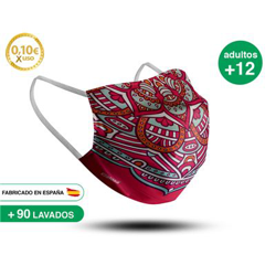 Mascarilla reutilizable adulto +12 años MANDALA PARCIAL ROJA en oferta