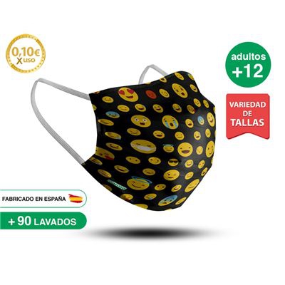 Mascarilla reutilizable adulto +12 años EMOJI