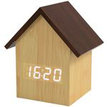 Reloj despertador LED Fisura casita madera natural marrón en oferta