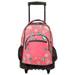 Mochila escolar con ruedas Totto Rue Bomper renglones rosa en oferta