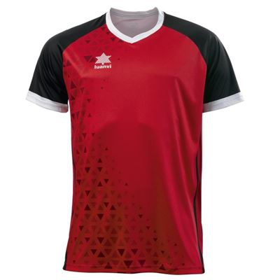 Camiseta Deportiva de Manga Corta Unisex Luanvi Cardiff Negro Rojo Talla: XXL