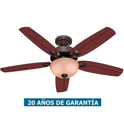 Ventilador de techo con luz Hunter 50572 Builder Deluxe 132 cereza brasileña o nogal amarillo / nuevo bronce en oferta