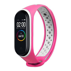 Pulsera Blutech recambio Xiaomi Mi Band 5 TPU Agujeros Rosa Palo y Blanco en oferta