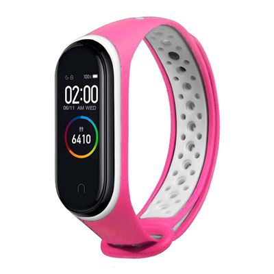 Pulsera Blutech recambio Xiaomi Mi Band 5 TPU Agujeros Rosa Palo y Blanco