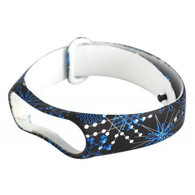 Recambio pulsera Blutech compatible con Xiaomi Mi Band 3 / 4 Dibujos Flores Azules Negras y Blancas