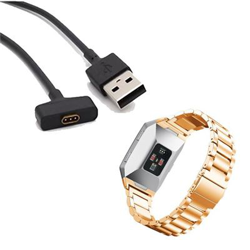 Kit Pulsera Acero Stainless Lux + Herramienta + Cargador Usb Charger Fitbit Ionic oro en oferta