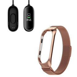 Kit Pulsera Milanese Loop Cierre Magnético + Cargador Usb Charger Xiaomi Mi Band 4 oro Rosa precio