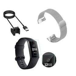 Kit Pulsera Milanese Loop Cierre Magnético + Cargador Usb Charger + Película Protectora Pantalla Gel Full Cover Fitbit Charge 3 Cinza características