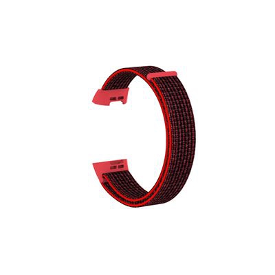 Pulsera de nylon suave para Fitbit Charge 3, Rojo & Negro