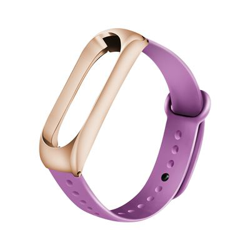 Pulsera de Silicona y marco de metal para Xiaomi Mi Band 3 /4, Violeta & Oro características