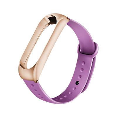 Pulsera de Silicona y marco de metal para Xiaomi Mi Band 3 /4, Violeta & Oro