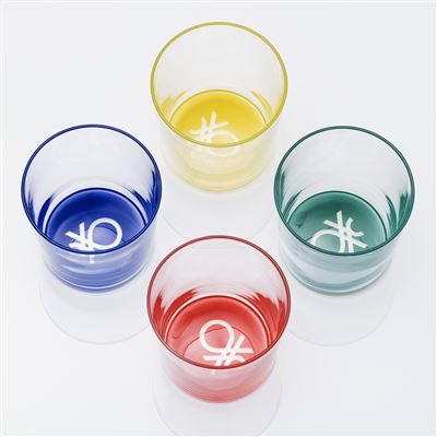 Set 4pc Vasos de agua Benetton Vidrio multicolor