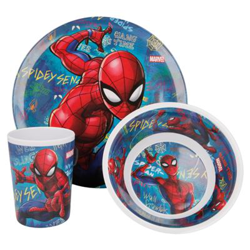 Set de menaje de plástico Spiderman Blanco precio