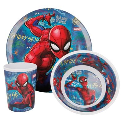 Set de menaje de plástico Spiderman Blanco