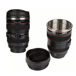 Taza Réplica Objetivo de Fotografía, Estilo Canon, Acero Inox, 15 cm alto x 8 cm precio