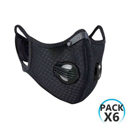 Pack 6 Mascarillas Reutilizables con Doble Válvula Negro O91 en oferta