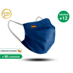 Mascarilla adulto reutilizable +12 años BANDERA azul ESPAÑA características