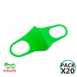 Pack 20 Mascarillas Reutilizables Infantil O91 Color Verde en oferta