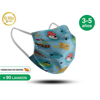 Mascarilla reutilizable 3-5 años PIRATAS