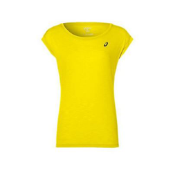 Camiseta Deportiva de Manga Corta Asics Layering Top Mujer Amarillo Talla XS en oferta