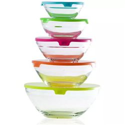 Recipientes de cristal set de 10 piezas tapas de colores BN5745 en oferta