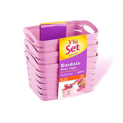 Kit 3 Cestas Medianas Rectangulares Rosa 1,5 Litros 7house precio