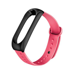 Pulsera de Silicona y marco de metal para Xiaomi Mi Band 3 /4, Negro & Rosa en oferta