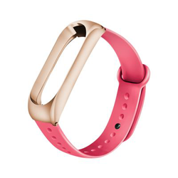 Pulsera de Silicona y marco de metal para Xiaomi Mi Band 3 /4, Oro rosa & Rosa precio